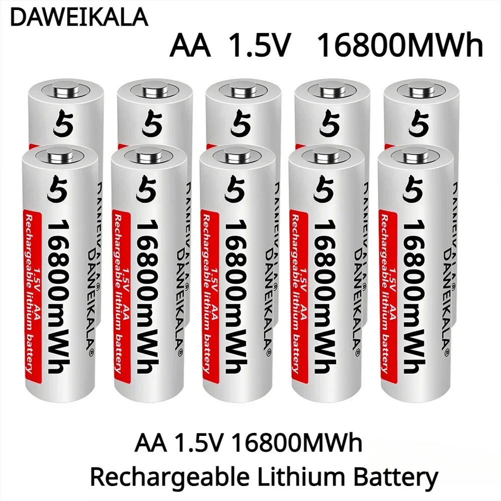 2024 New AA 1.5V 16800MWh Rechargeable Lithium ion Battery for Remote Control Mouse Fan Electric Toys 1