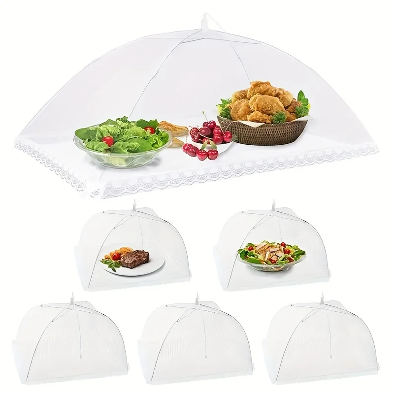 Foldable Food Cover 1pcs/white anti-fly vegetable cover foldable mesh food cover anti-mosquito dining table household meal