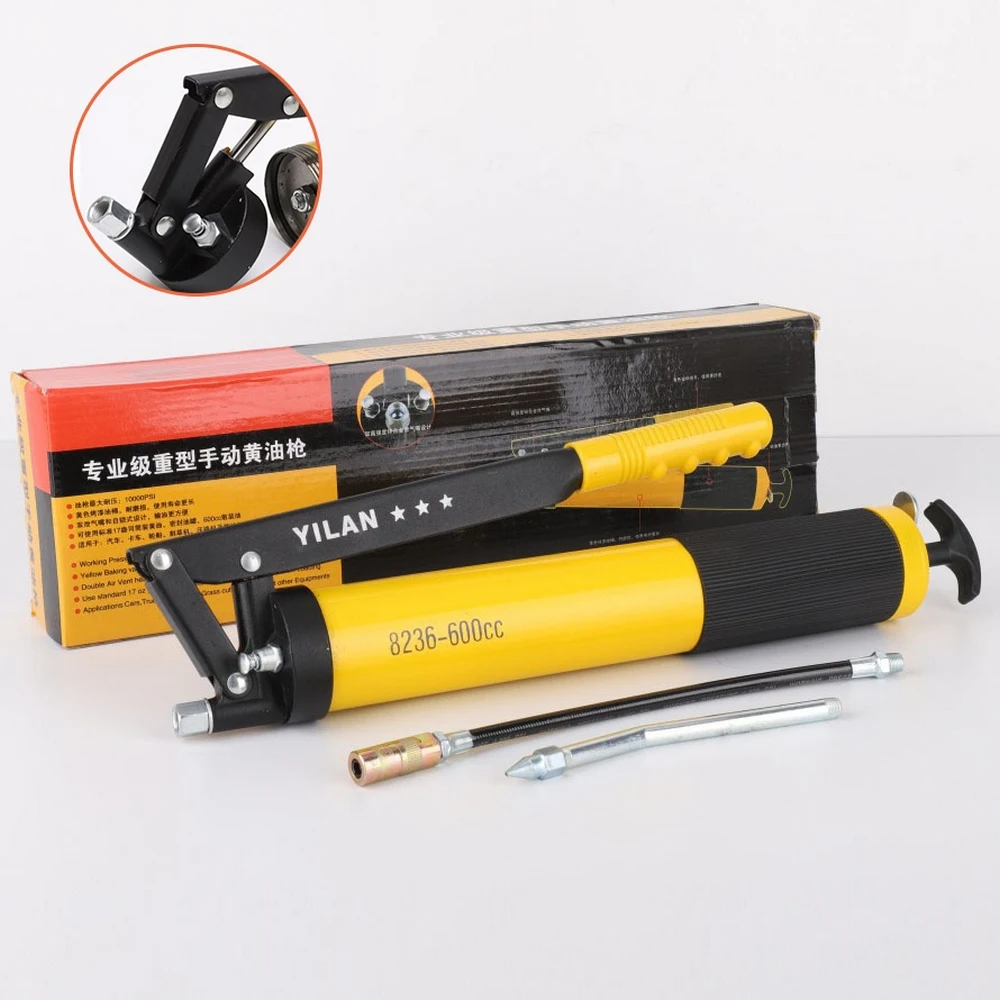 

600CC Manual Grease Gun 10000PSI Heavy Duty Grease Gun for Universal Car Machinery Repair Parts Oil Filling Equipment