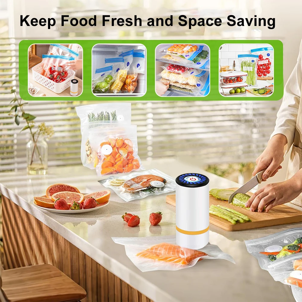 Mini Vacuum Sealer Pump Electric Air Pump Rechargeable Food Vacuum Packer with Food Vacuum Sealer Bags Food Fresh Packaging Bag 5