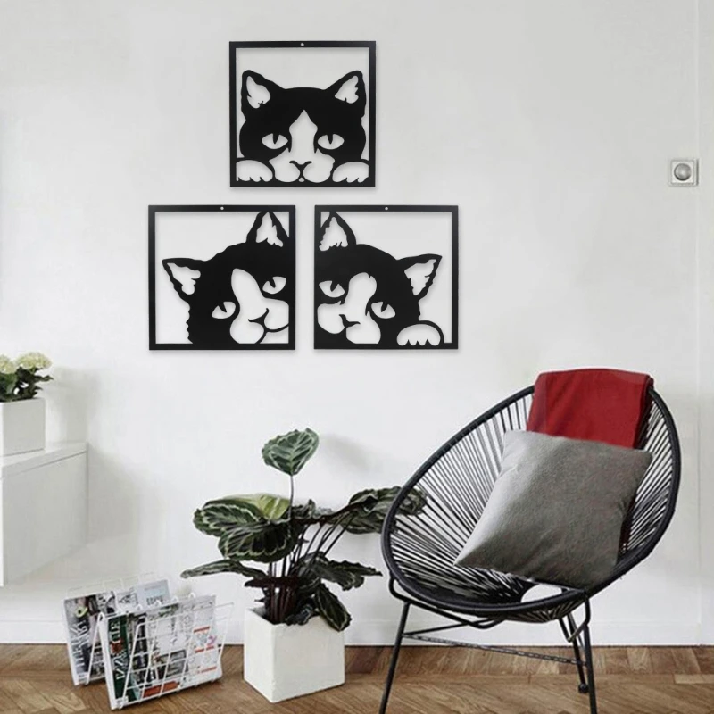 

Металлический кот, настенное искусство, домашнее произведение искусства, подвесной декор, украшения для дома для гостиной, офиса