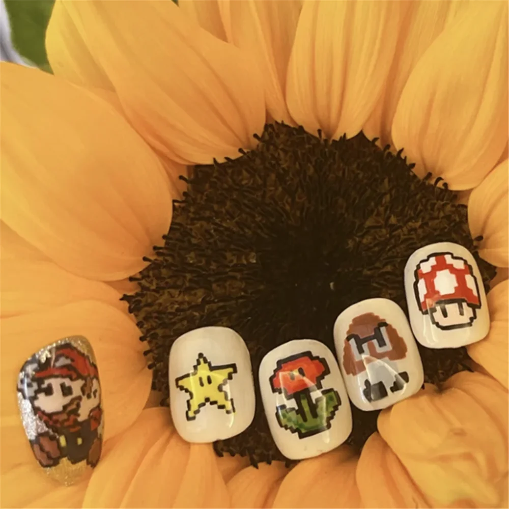 Tsc-444 Tsc-445 Pixel Adventure Pass Game Fai Da Te 3D Back Glue Nail Art Stickers Decorazione Ornamento Per Unghie