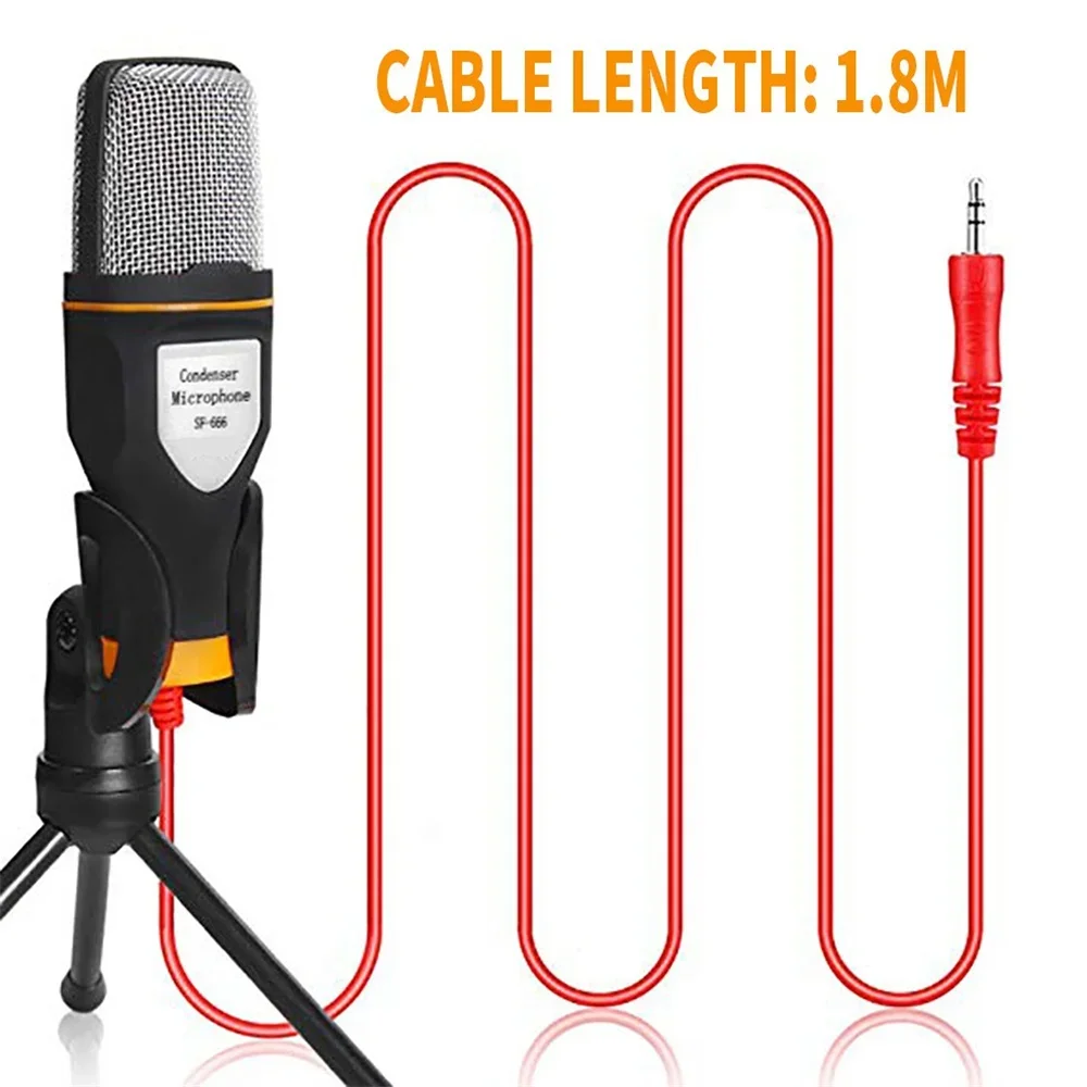 마이크 스탠드가 있는 마이크 전문 3.5mm 잭 녹음 콘덴서 마이크 PC 노트북 노래 및 게임과 호환 가능