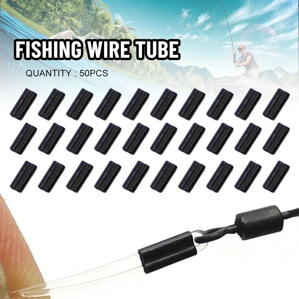 Double Oval Fishing Line Crimping Tube Wire Crimp Connector Carbon tube Fishing Crimp Sleeves Accessories 50pcs 0.6mm 0.7mm