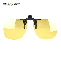 Enhanced Sleep Aid Polarized Clip - On Sunglasses with Square Black Frames and Orange - Tinted Lenses (C1 YELLOW)