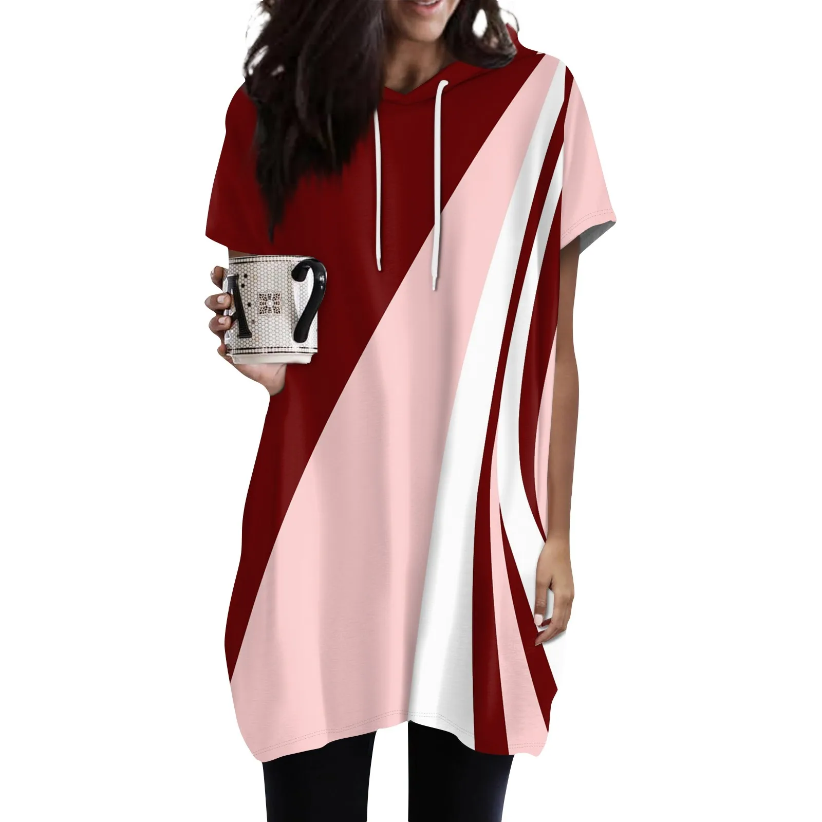 

Women'S Hoodies Casual Short Sleeve Shirts Fashion Print Tunic Tops With Pockets Top Women Fashion Blouse 2024 T Shirt