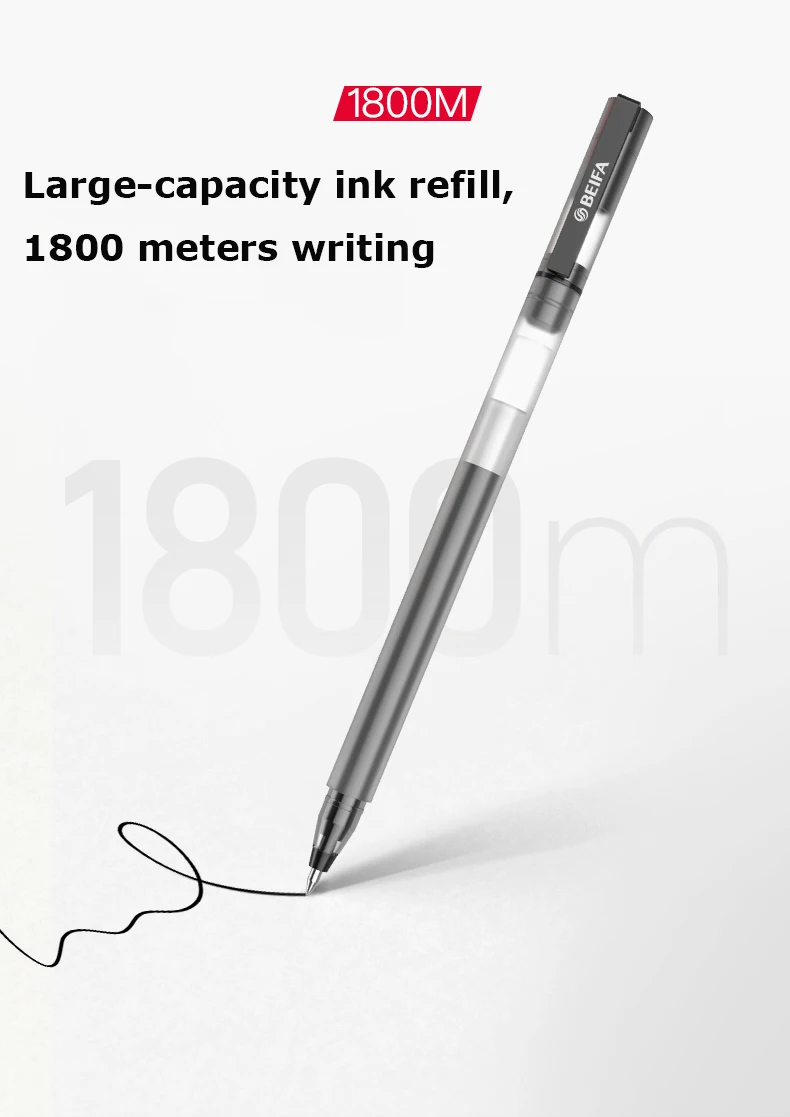 BEIFA Gel Pens Set 10pc/5pc Super Durable Sign Pen Pучка 1800M Writing boligrafo gel School Office Stationery Supplies 4