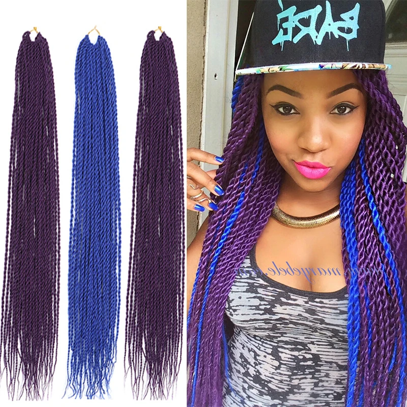 

Synthetic 24inch Ombre Senegalese Twist Braiding Hair Crochet Braids 30 Roots/pack Crochet Hair Extensions For Women Black Brown