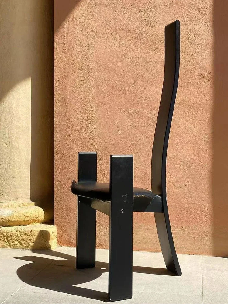

Medieval Chair High Back Black Designer Vintage Solid Wood Dining Chair