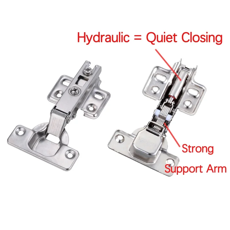 10 Piece Hinges Stainless Steel Hydraulic Cabinet Door Hinge Damper Buffer Soft Quiet Closing for all Kitchen Cupboard Furniture