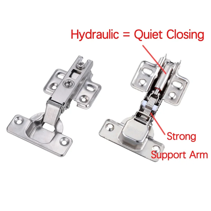 Cabinet Door Hinges 10 Piece Stainless Steel Hydraulic Damper Buffer Soft Quiet Closing for Kitchen Cupboard Furniture