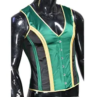 Men Green Abdomen Corset Crops Tight-fitting Tops Vintage Shaping Vest Waistcoat For Wedding Party Costume With Bones And Strap 1