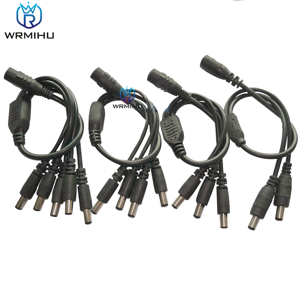 1pcs CCTV Security Camera 1 DC Female To 2/3/4/5 Male plug Power Cord adapter Connector Cable Splitter for LED Strip lights