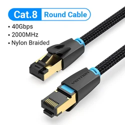 Vention Cat8 High - Speed Nylon Braided Ethernet Cable, 40Gbps 2000Mhz SFTP Internet Cable - 8m (Cat8 Ethernet Cable)