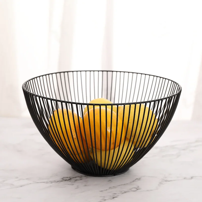 Metal Wire Fruit Plate Kitchen Living Room Storage Basket Kitchen Drain Rack Fruit Vegetable Storage Holder Snack Tray