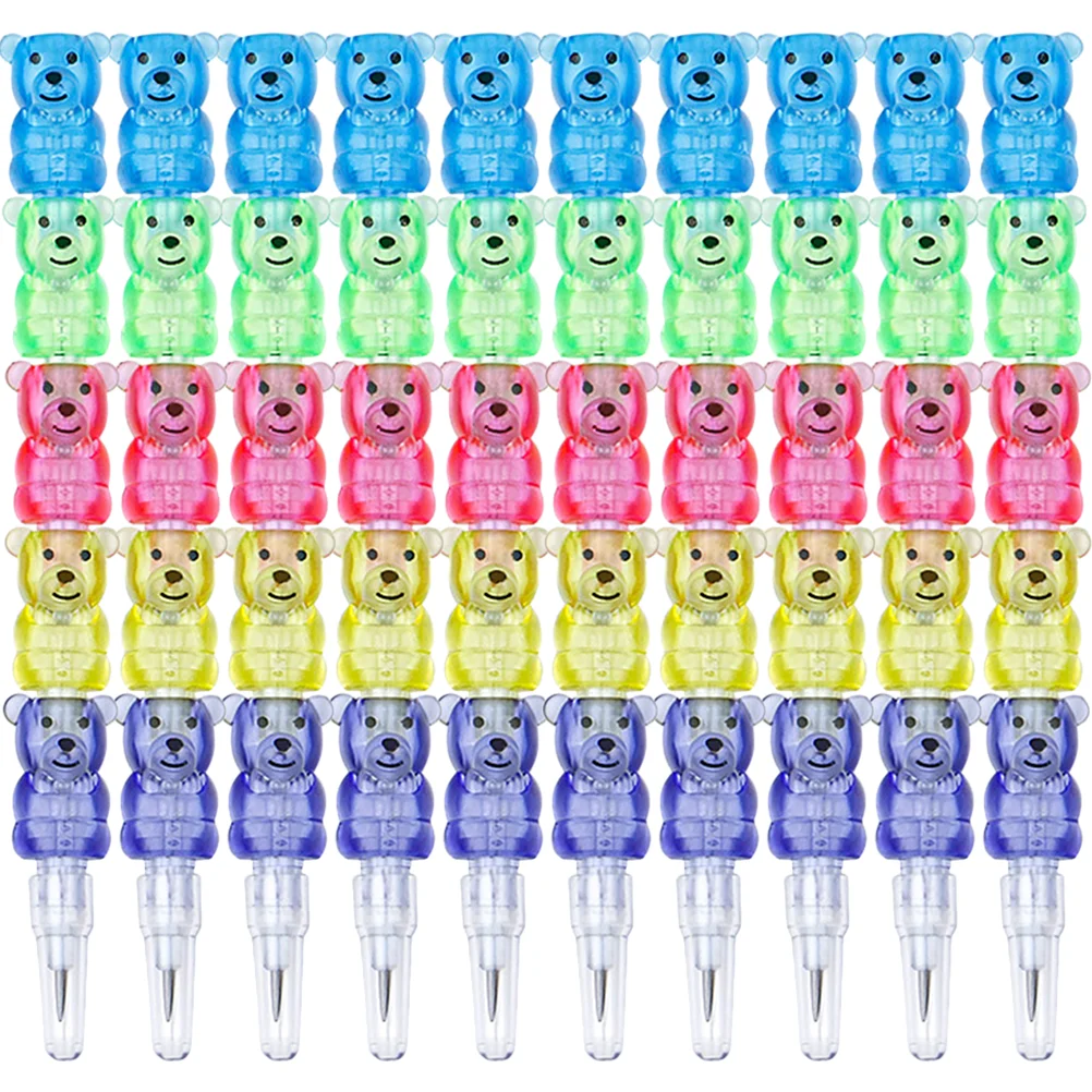 Ciieeo Stackable Plastic Bear Pencils - 10Pcs Colored Stacking Point Pencils for Birthday Favors ciieeo stackable plastic bear pencils 10pcs colored building blocks for kids for birthday favors