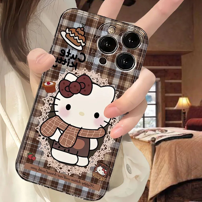 

Anime Sanrio Phone Cases Hello Kittys Accessories Cute Kawaii Apply Iphone151413Promax12 Fall Winter Anti-Fall Toys Girls Gift