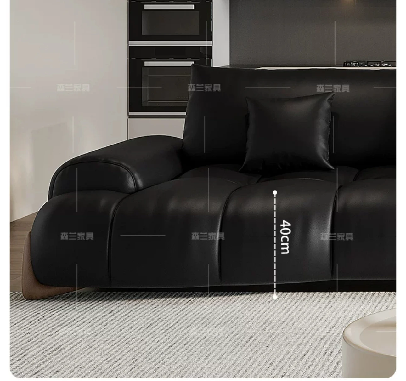 Retro first-floor leather sofa living room online celebrity Puff Italian minimalist small apartment special-shaped large sitting