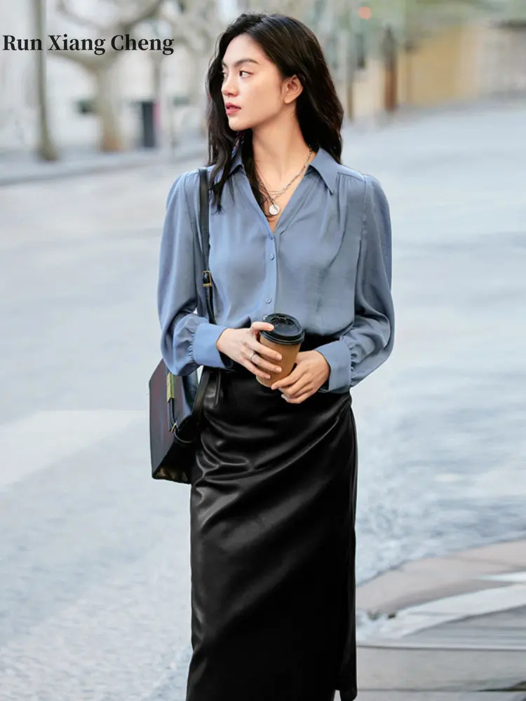 Women's Clothing Shirts Spring Summer 2023 New Free Shipping French Fashion Elegant V-neck Casual Suit Commuter Style Simple Top