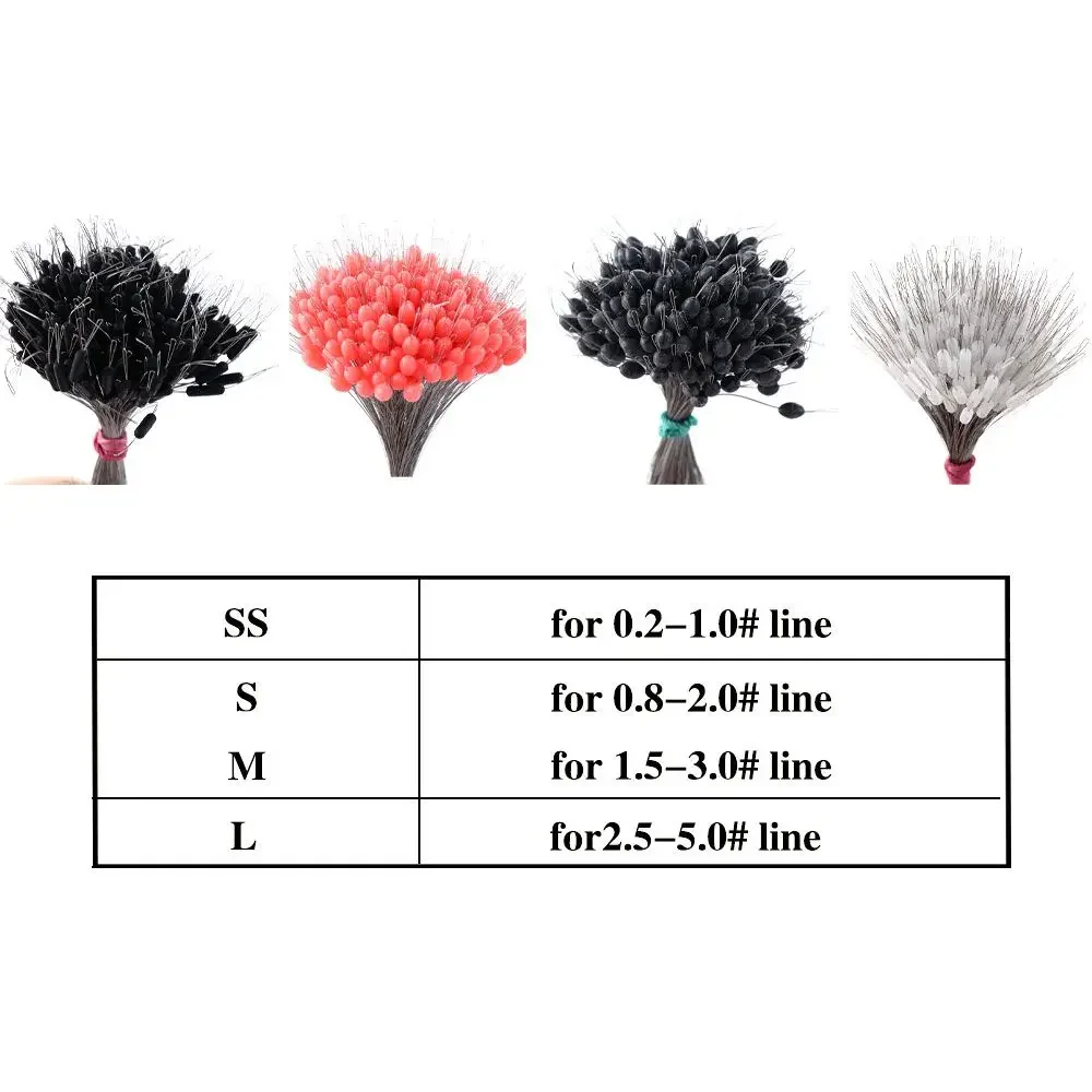 300pcs/Pack Cylindrical Oval Rubber Stopper Fishing Connector Fishing Floater Bobber Space Bean Silicone