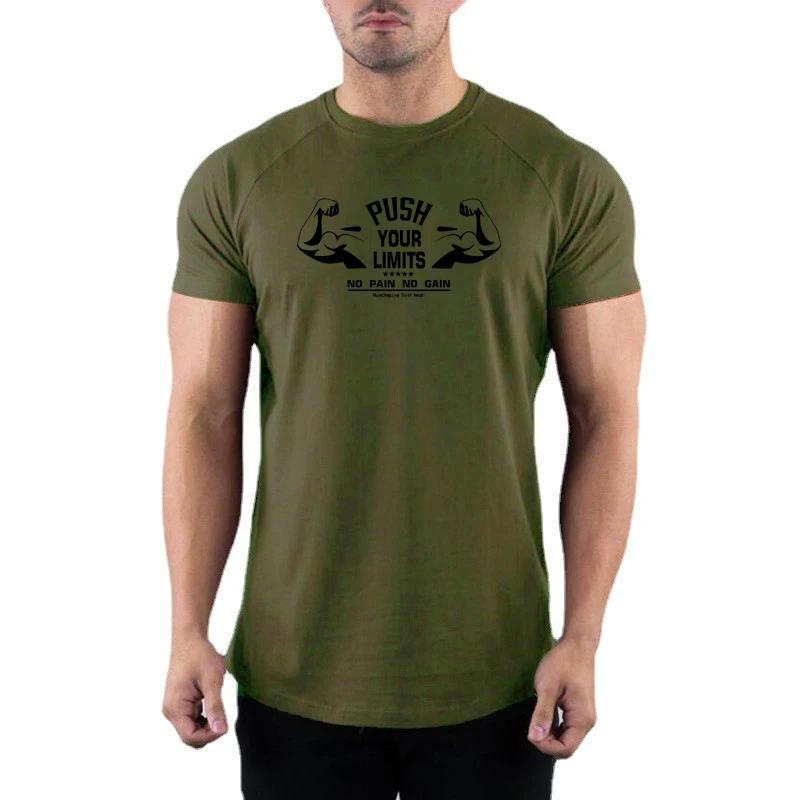 Men's Cotton Short Sleeve Slim Fit Gym T-Shirt - Casual Fitness Workout Tee