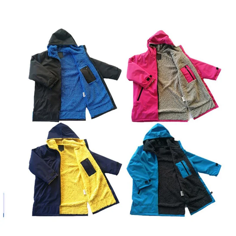 Kids Changing Robe Jacket Boys Girls Thermal Warm Bathrobe Surfing Anorak Surf Swim Parka Quick Drying Capes Surf Swim Bathrobe quick drying towel cotton bathrobe surf changing robe