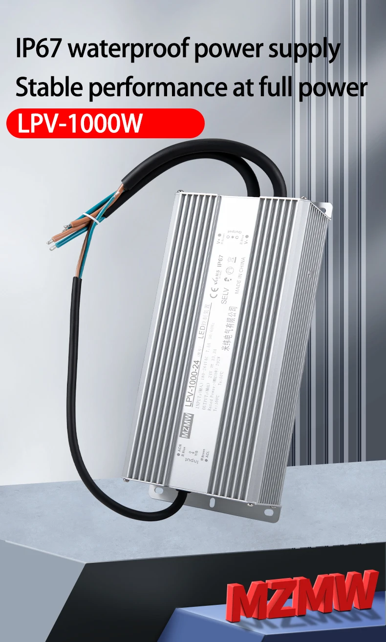 Description Picture 4 of itemMZMW IP67 Waterproof Switching Power Supply 1000W AC/DC 24V 36V 48V Dustproof and Silent Lighting Transformer LED Driver Fonte