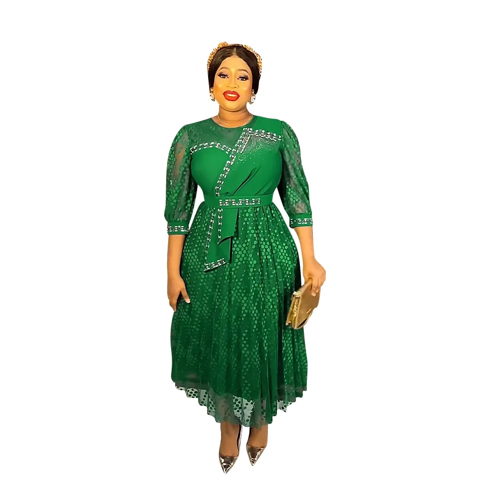 

2023 Plus Size African Dresses For Women Dashiki Patchwork Print Pleated African Clothes Africa Clothing Christmas Robe Dress