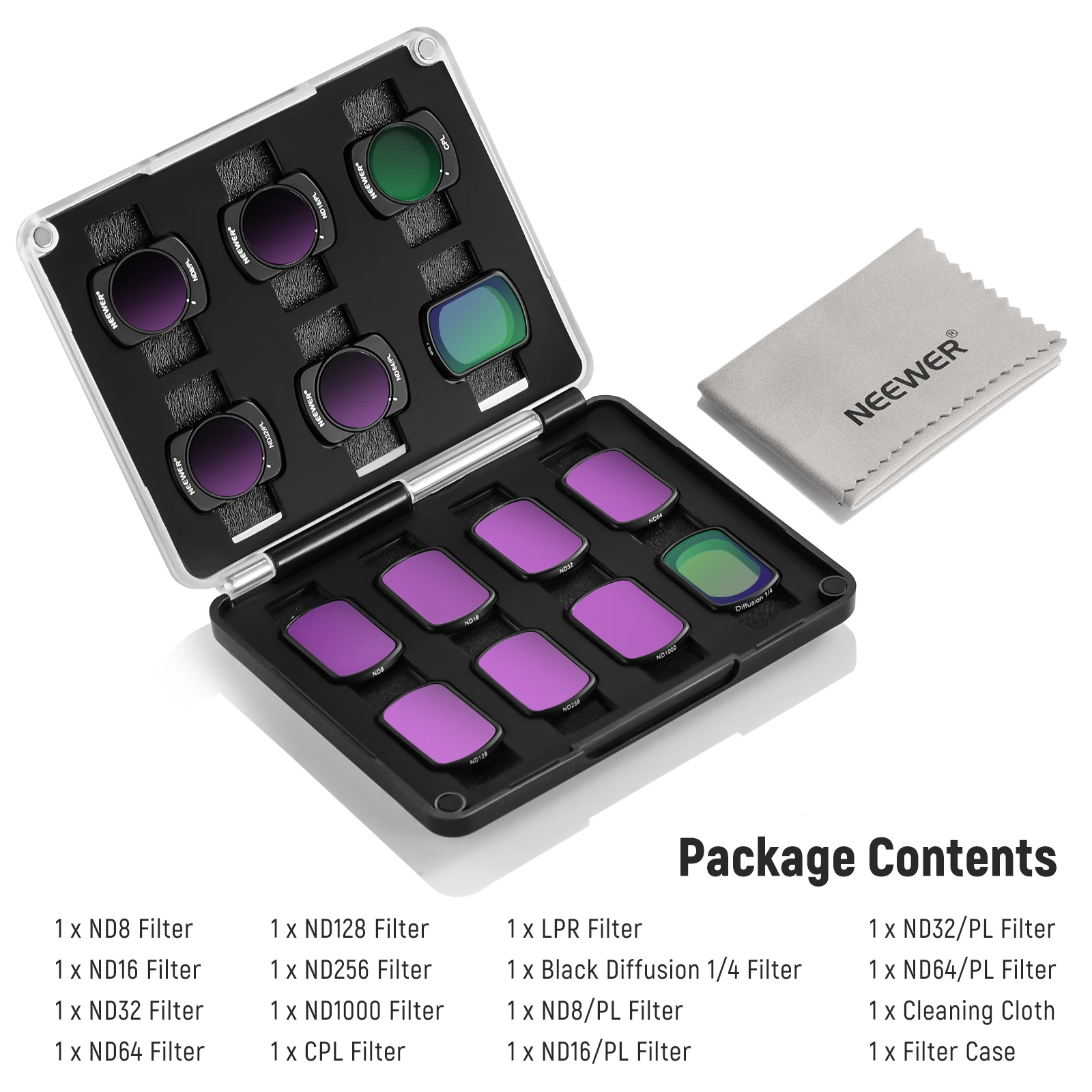 NEEWER Magnetic ND CPL Effect Filter Set for OSMO Pocket 3, 14 Pack HD CPL ND16