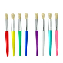

4pcs Children Tempera Hog Bristle Artist Brushes Set Round Flat Pointed Graffiti Paintbrush for Kids Students Beginners Artist