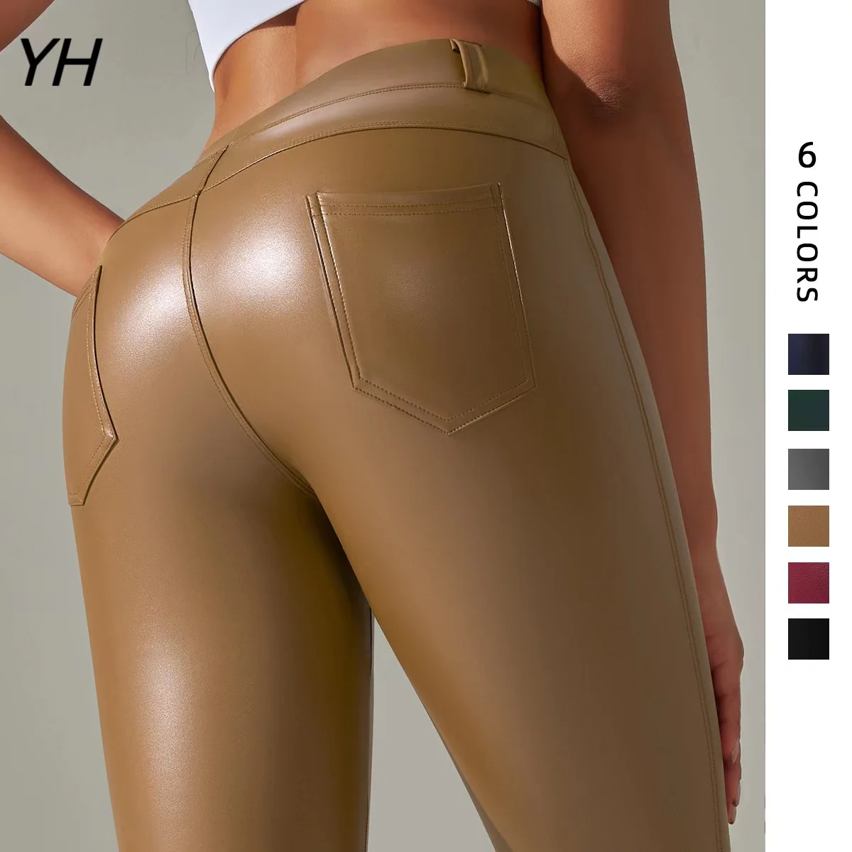 

2023New Trendy Women Multi-Color PU Leather Leggings High Waist Tight-Fitting Colorful Skinny Sexy Leather Pants Slim Leggings