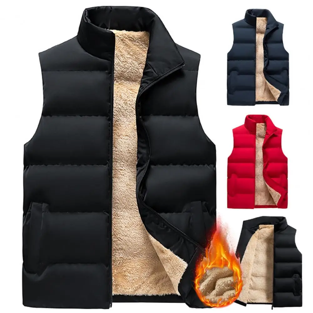 Winter Vest for Men Winter Outerwear Men's Casual Heated Vest with Lapel Collar Multi-pockets Waterproof Comfort 3 Years