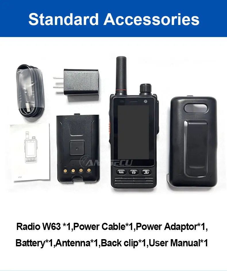 W63 IP68 Waterproof 4G Network Radio Android 9.0 NFC GPS POC Walkie Talkie Work