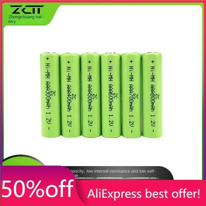 

High Capacity Rechargeable Batteries AAA800mAh, 1.2V Flat Top 7th Battery Pack for Shaver