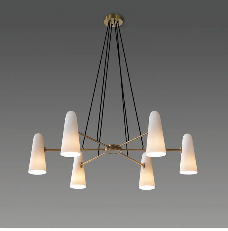 

Nordic light luxury chandelier American modern minimalist retro living room dining room bedroom study copper chandelier glass