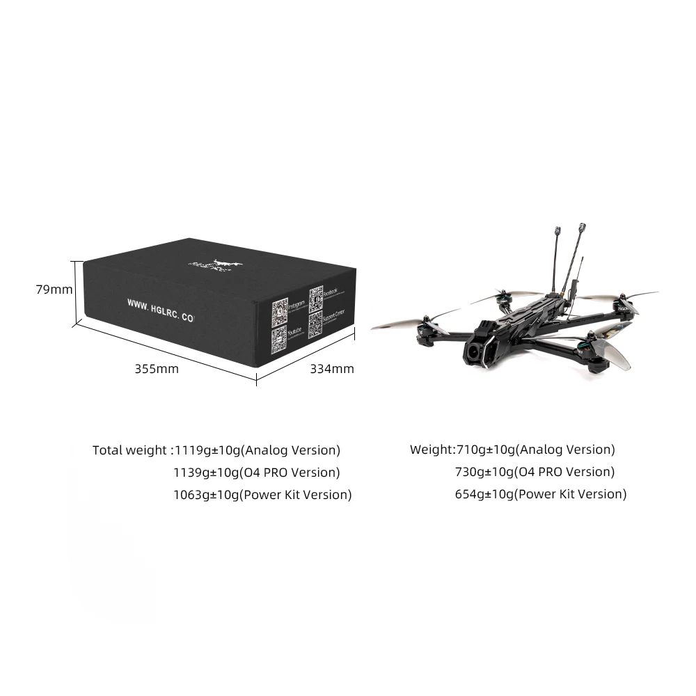 HGLRC Nblade PRO 7인치 FPV 드론: 장거리 쿼드콥터 파워 키트, 아날로그/DJI O4 Pro 비디오 시스템 호환