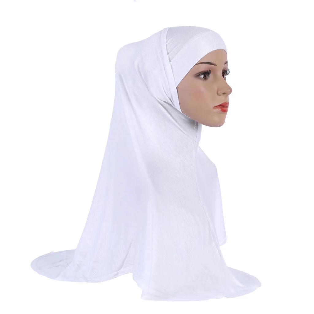 H037 Plain Modal Two pieces pray hijab outside hijabi with underscarf muslim scarf islamic headscarf hat armia pull on headwrap 2
