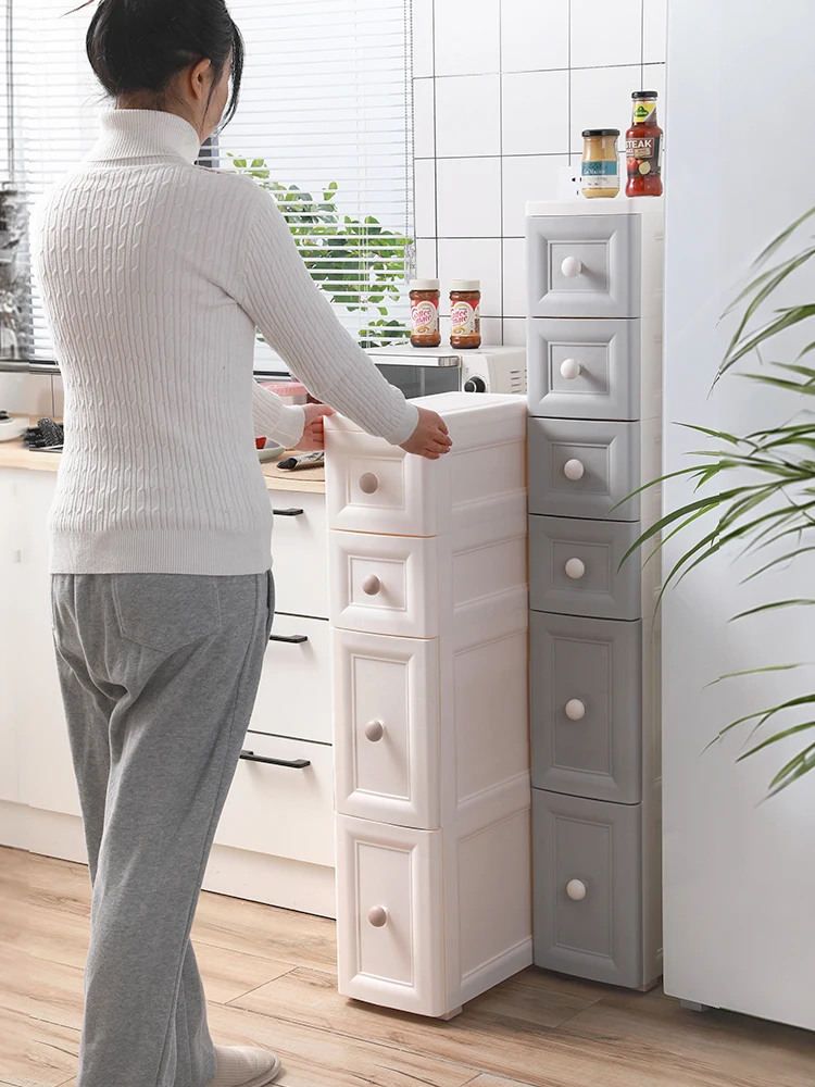Batoom Narrow  Storage Cabinet Der Sle Kitchen Organizer elf Modern Simple Design PP Material for Everyone
