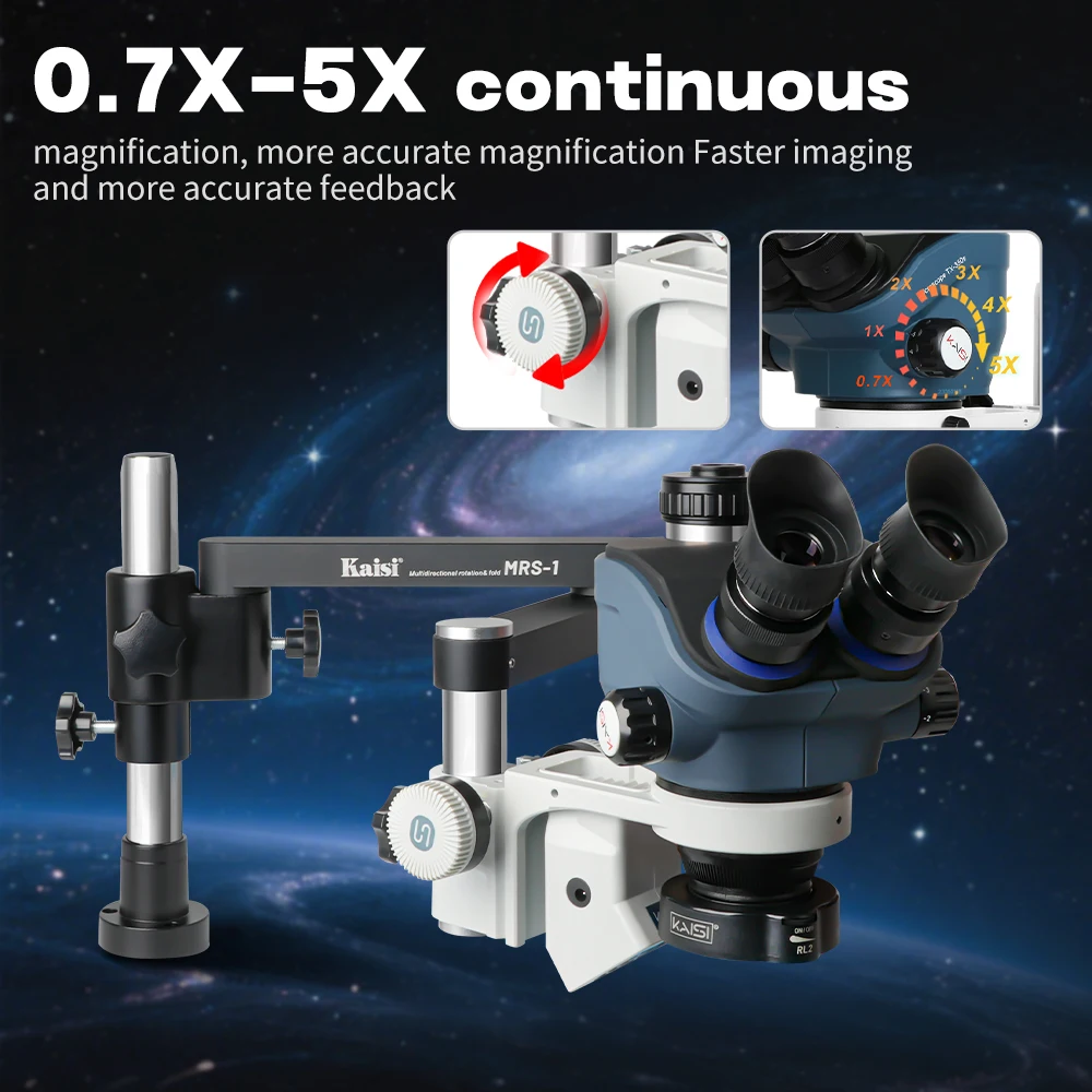 카이시 MRS TX-350S 삼안 현미경 360도 회전 접이식 브래킷 4K HD 카메라 휴대폰 수리 납땜 현미경 도구