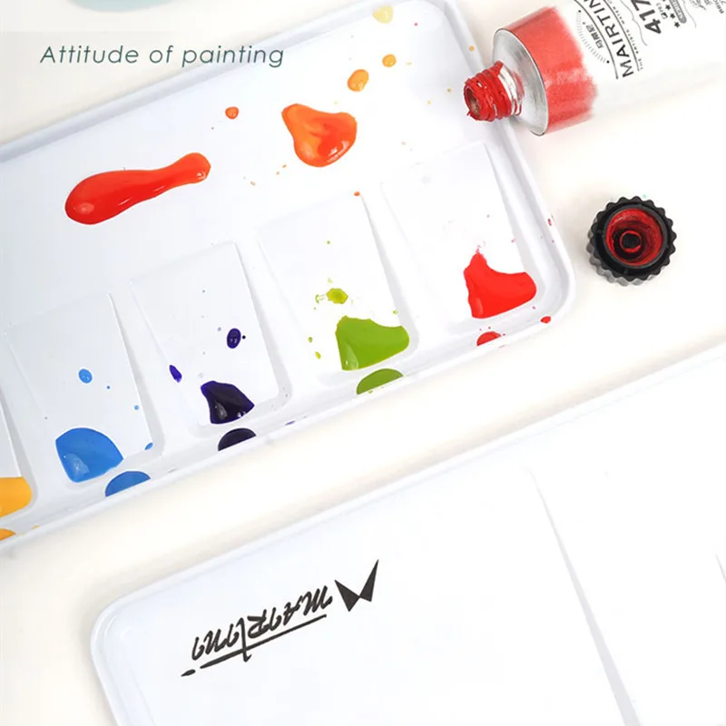 Martini Metal Watercolor Palette Multi-zone Toning Easy To Clean Portable Watercolor Painting Tools Paint Plate Art Supplies color palette watercolor palette