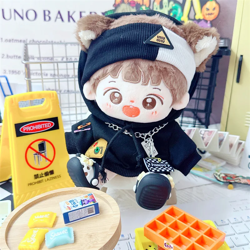 1 Set Doll Clothes for 20cm Idol Dolls Headband Hoodie Shoes Bag Hat Suit Outfit Accessories for Super Star Cotton Doll Gift Toy 6