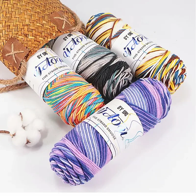 100g/ball Gradient Colored Cotton Yarn Soft Knitted Warm Scarf Sweater DIY Material Crochet Yarn 5-strand Medium Thick Yarn 2