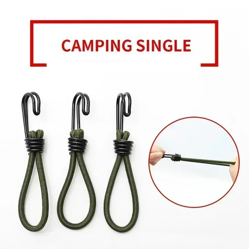 Outdoor Tent Ropes Camping Tent Accessories 15cm Tent Elastic Rope Cord with Hook Camping Tent Fixation Elastic Stretch Rope