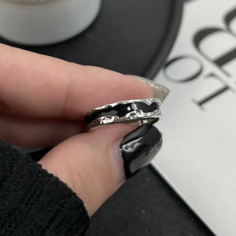 Retro Drop Glaze Irregular Rings Adjustable Couple Rings For Man Woman Punk Gothic Y2K Jewelry Gift