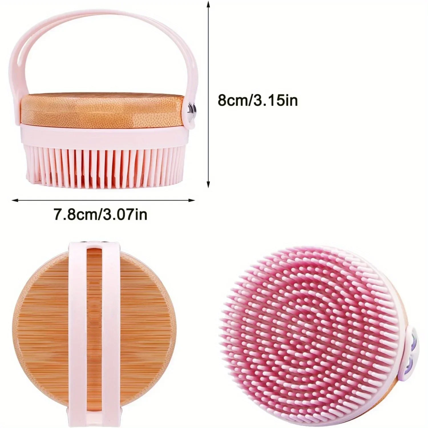 Silicone Body Scrubber With Bamboo Base SPA Body Brush Skin Body Brush Bamboo Back Shower Brushes Exfoliating Bathing Brush