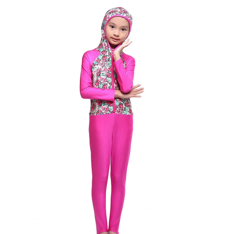 Full Coverage Bodysuits Swimming suits for Girls Printing Bathing Diving One-piece Muslim Swimsuits Quickdry Musulman Burquinis