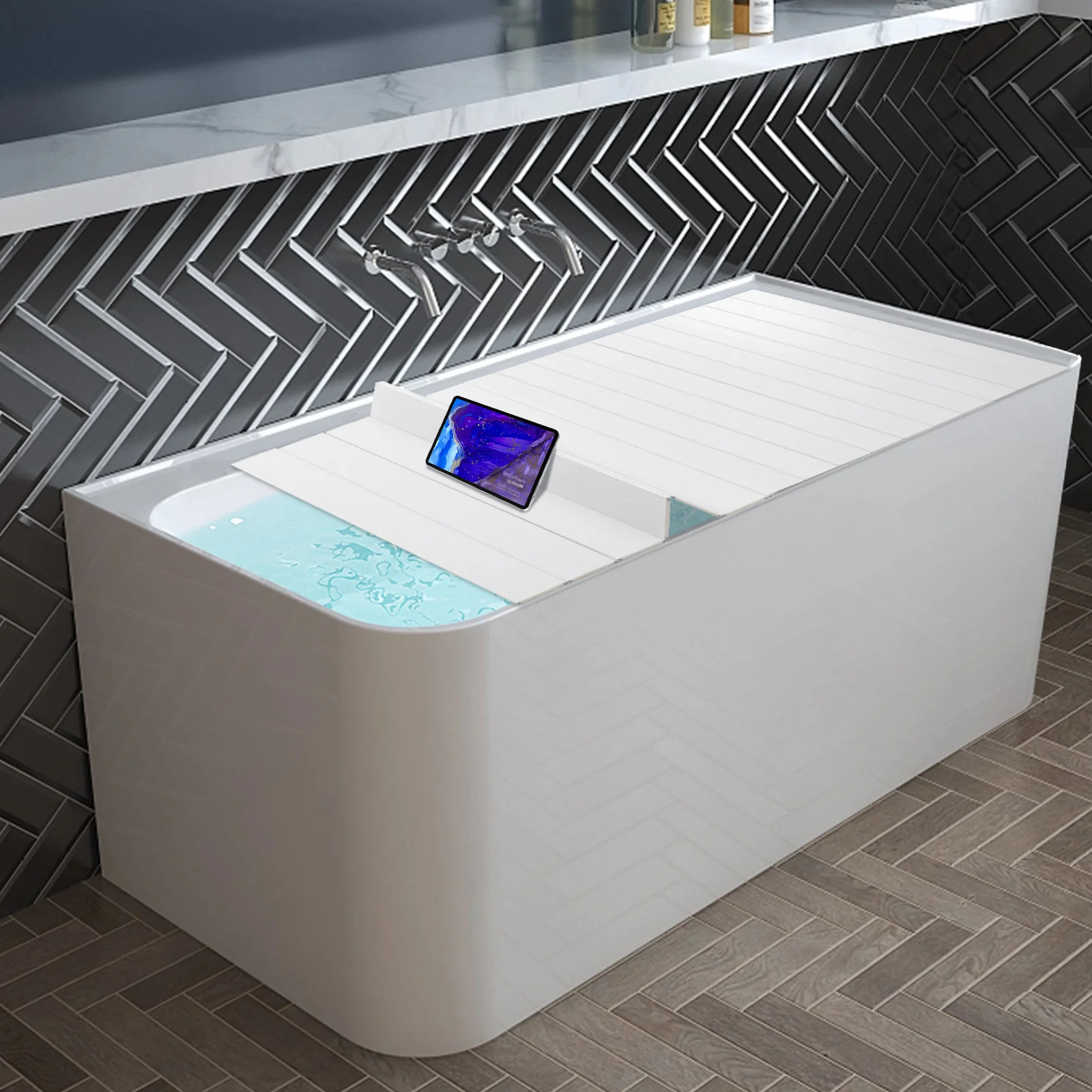 Faltbare Badewannenabdeckung 170*70*0,65cm PVC-Badekappendeckel mit Wärmespeicherung 5 kg Tragkraft für Badezimmer Spa Entspannung – Detail 19