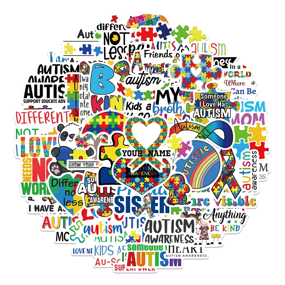 

10/30/50PCS Care Autism Graffiti Waterproof Sticker Creative Trend Decoration Refrigerator Skateboard Water Cup Guitar Wholesale