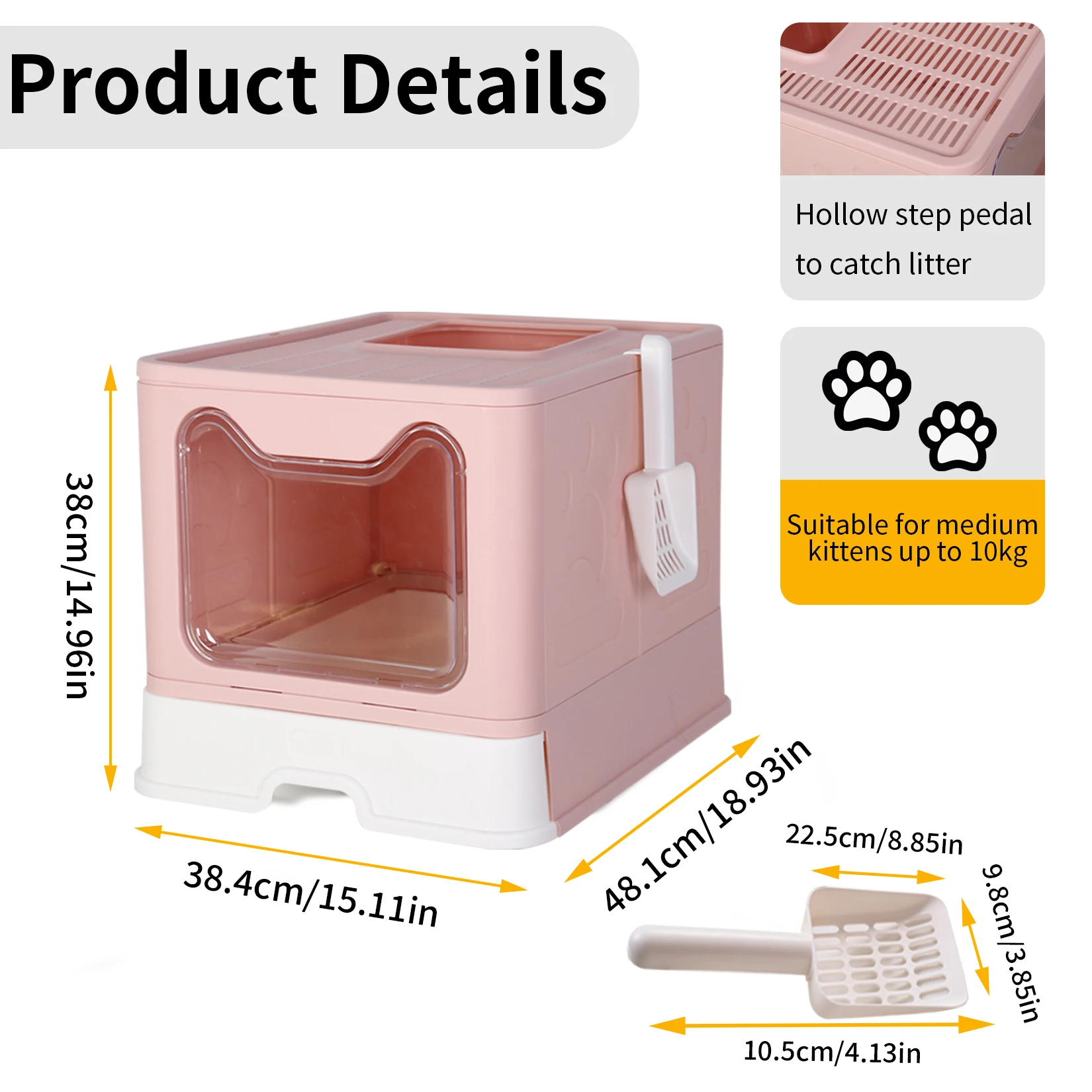 Large Enclosed Cat Litter Box Self-Cleaning No Smell Pet Kitty Toilet Box with Scoop & Tray Foldable - Image 4