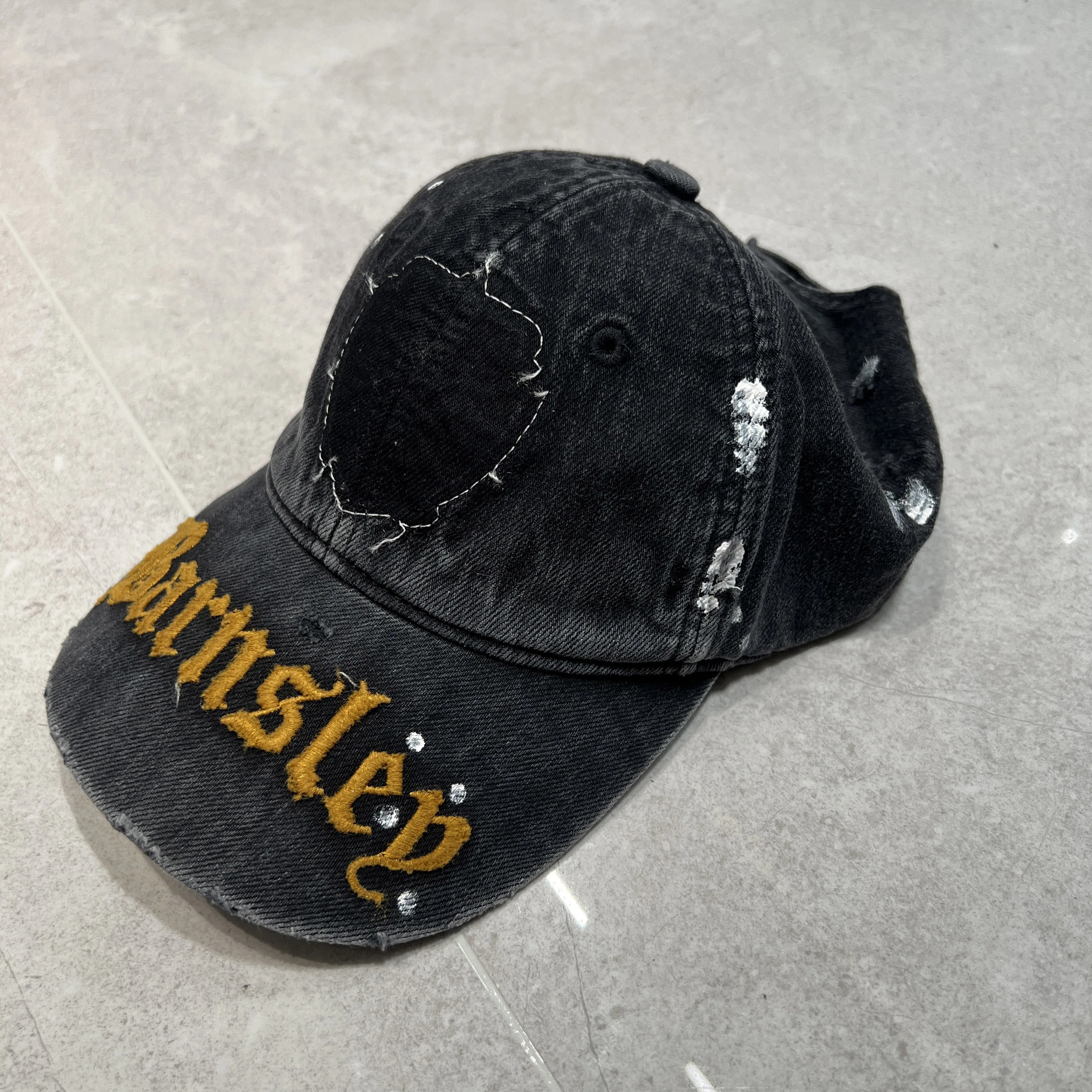 帽子 GroundY DAMAGED COTTON CASQUETTE DAMAGED COTTON CASQUETTE(FREE SIZE Black): Ground Y｜THE
